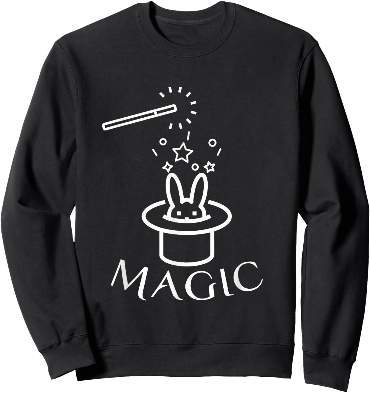 Rabbit In Magic Hat With Magic Wand Magician Sweatshirt - Sweatshirt | Black