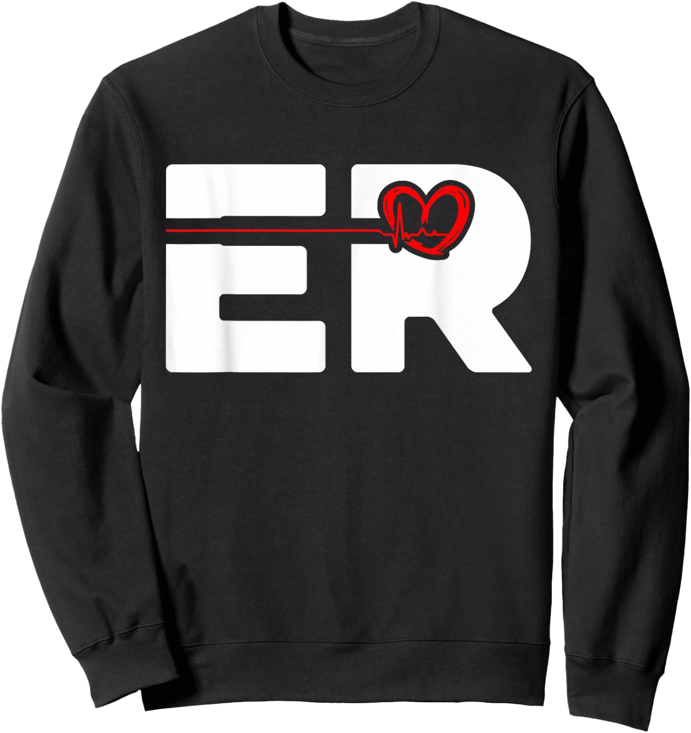 Emergency Nurse ER Heartbeat First Responder Medical Worker Sweatshirt - Sweatshirt | Black