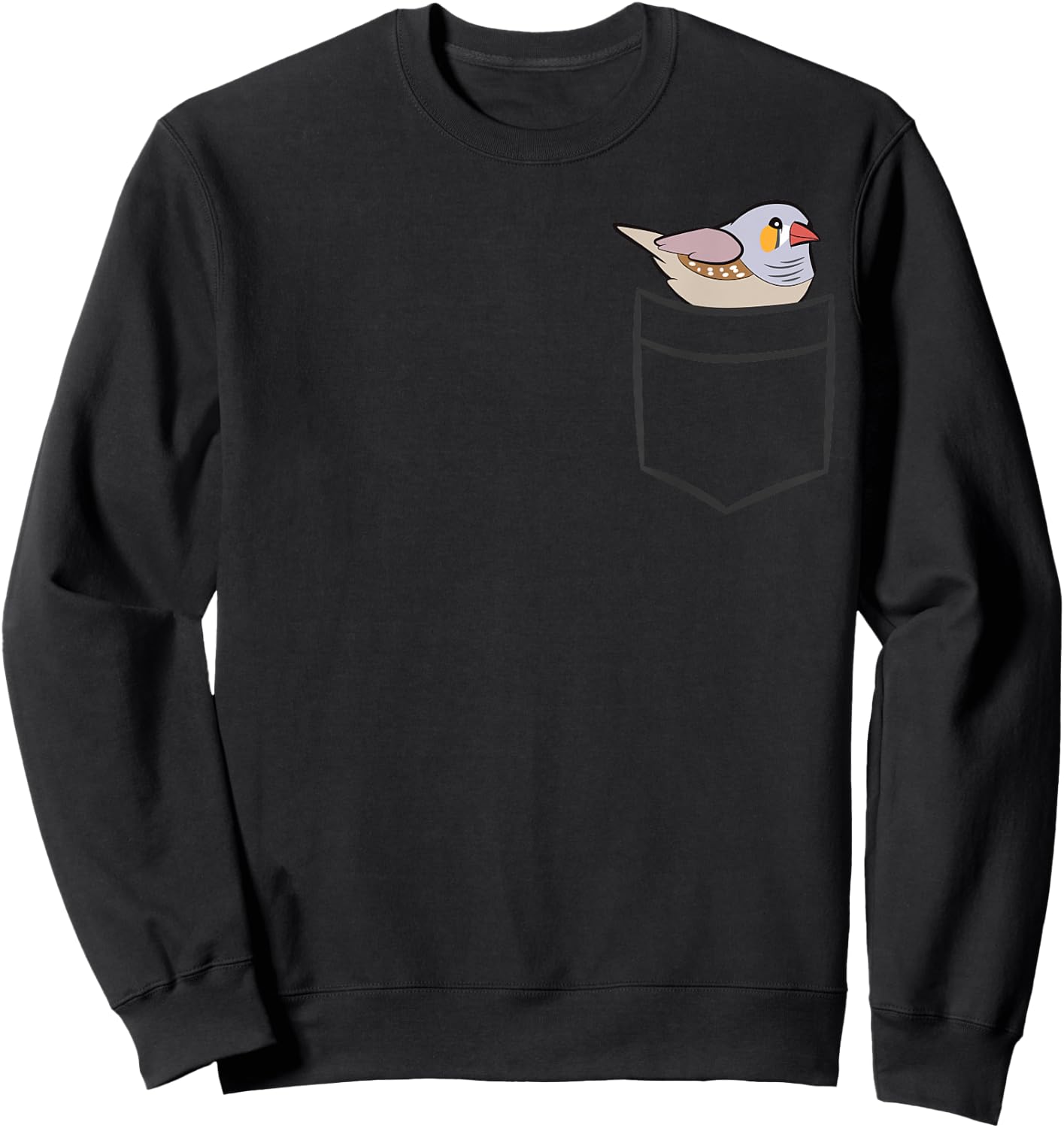 Zebra Finch Bird Lover Cute Zebra Finch In a Pocket Sweatshirt - Sweatshirt | Black