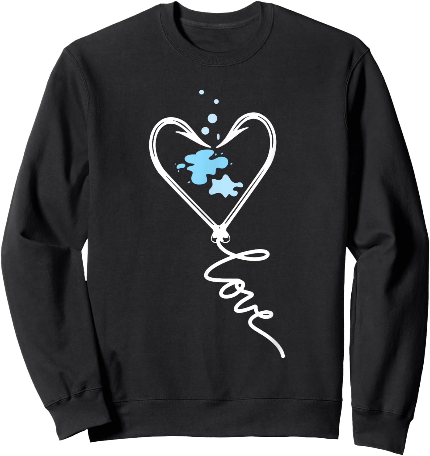 Cute - Fish Hook Heart Love Fishing Sweatshirt - Sweatshirt | Black