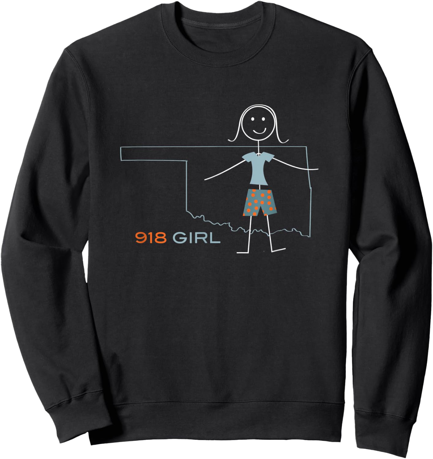 Funny 918 Area Code, OK Girls Oklahoma Souvenir Sweatshirt - Sweatshirt | Black