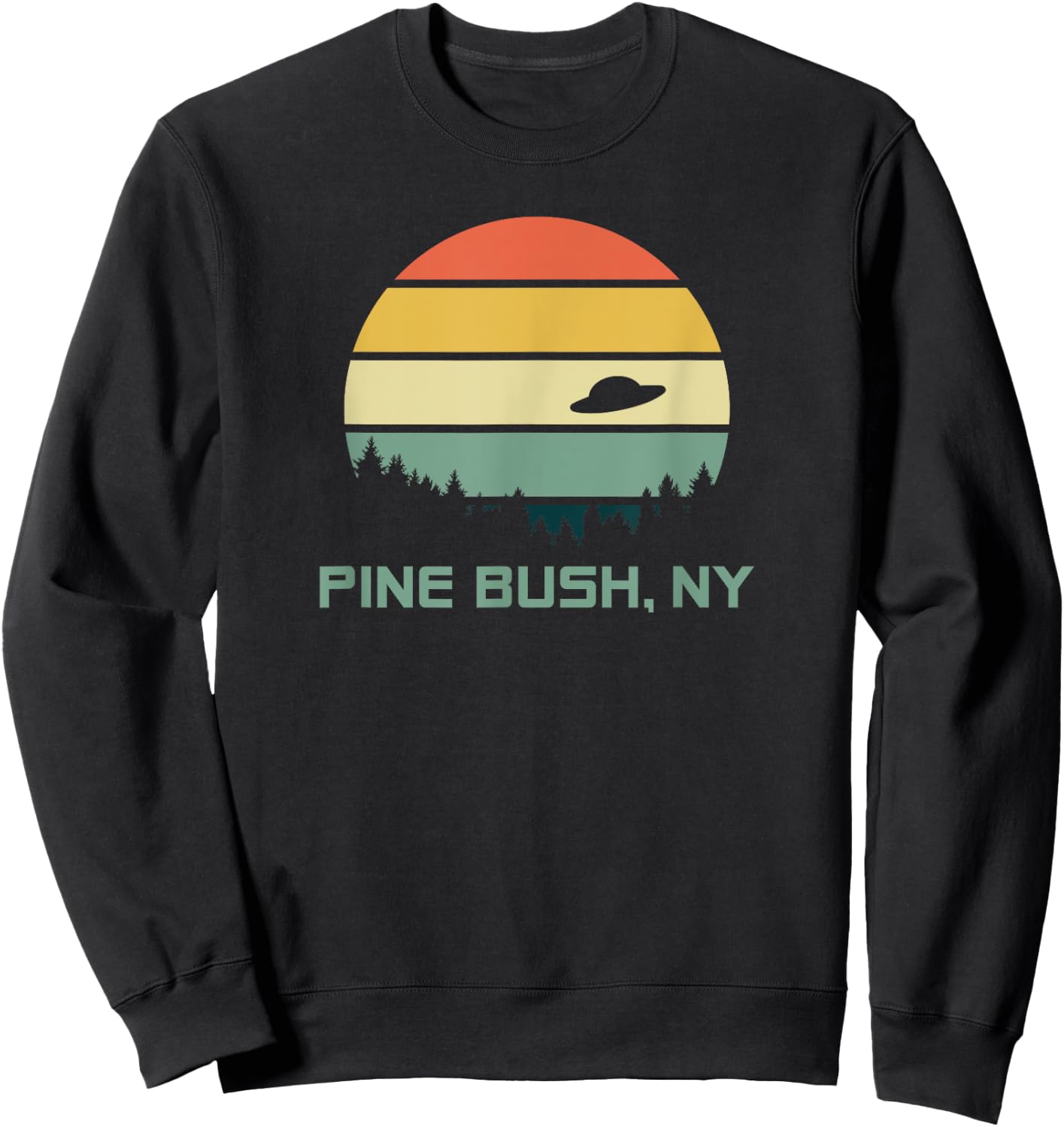Retro Pine Bush, NY Alien T Shirt Sweatshirt - Sweatshirt | Black
