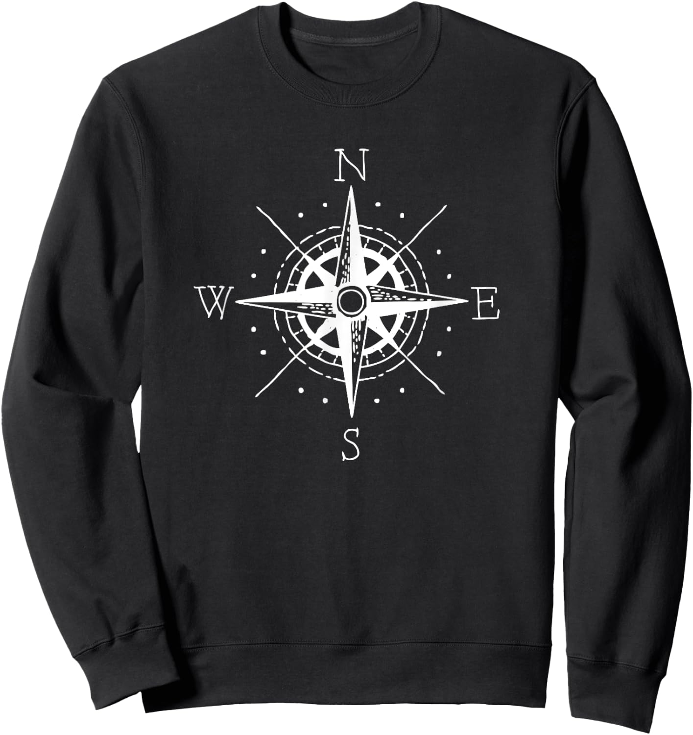 Vintage Retro Compass North South East West Sailing T Shirt Sweatshirt - Sweatshirt | Black