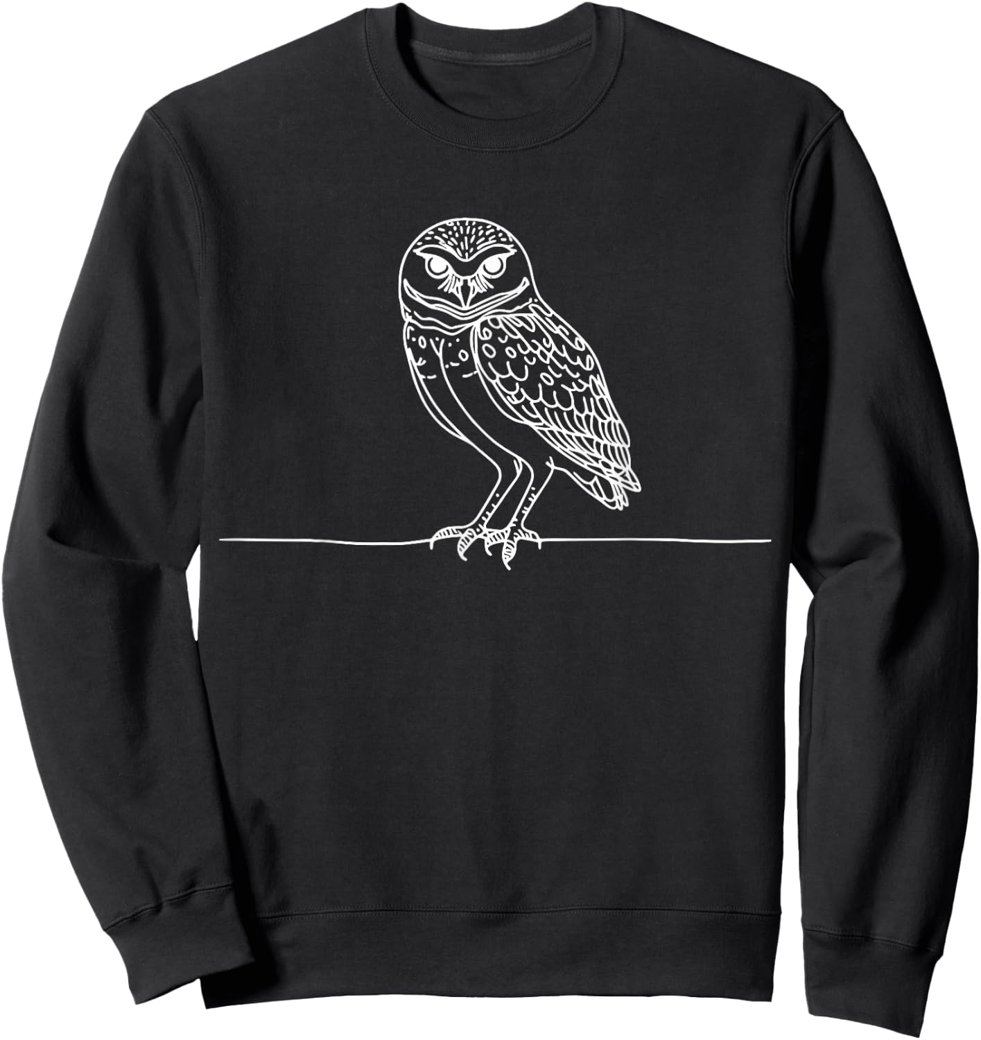 Line Art Bird & Ornithologist Burrowing Owl Sweatshirt - Sweatshirt | Black