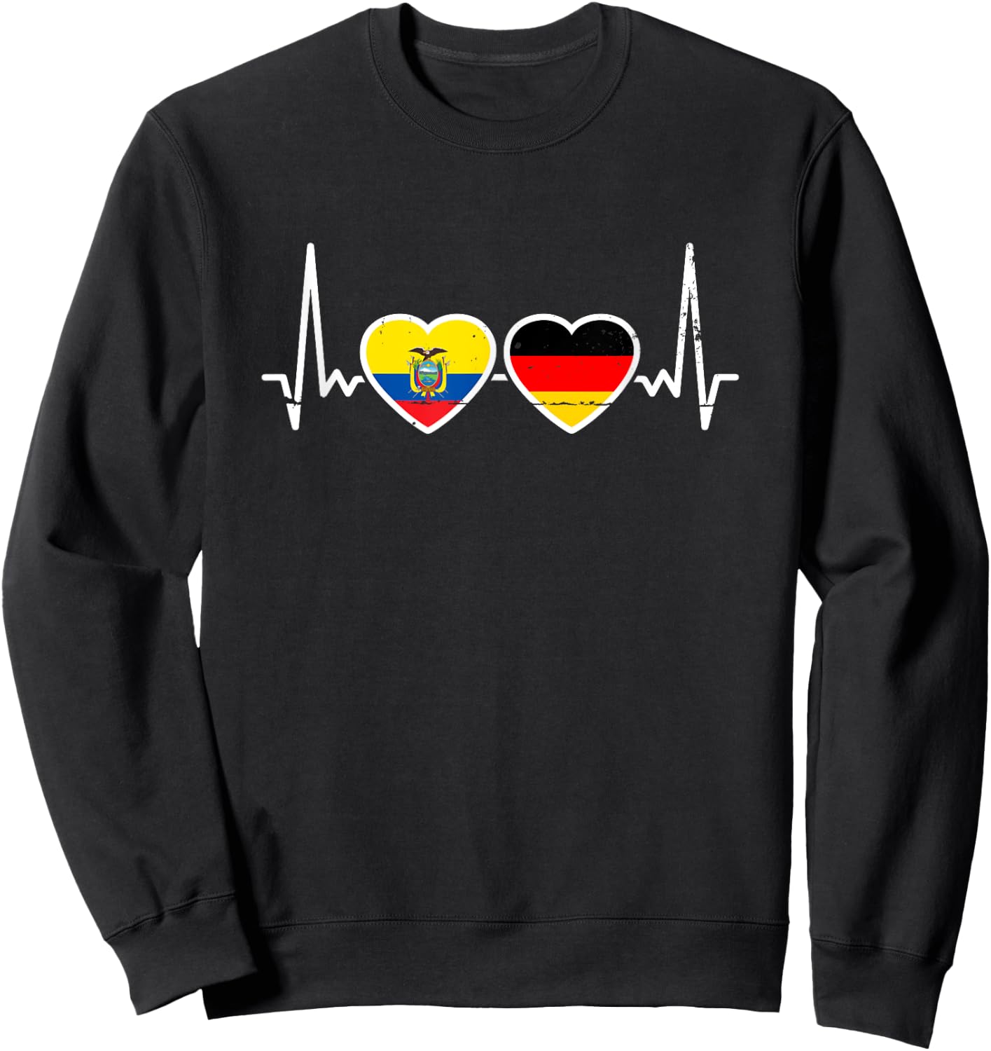 Ecuador Deutschland Vintage Herzschlag Flagge Ecuadorianer Sweatshirt - Sweatshirt | Black