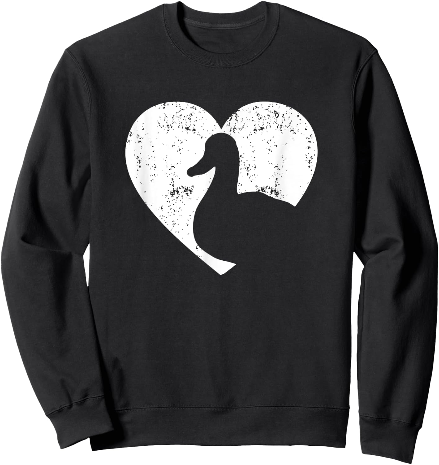 Animal Duck Heart Valentines Day Women Girls Sweatshirt - Sweatshirt | Black