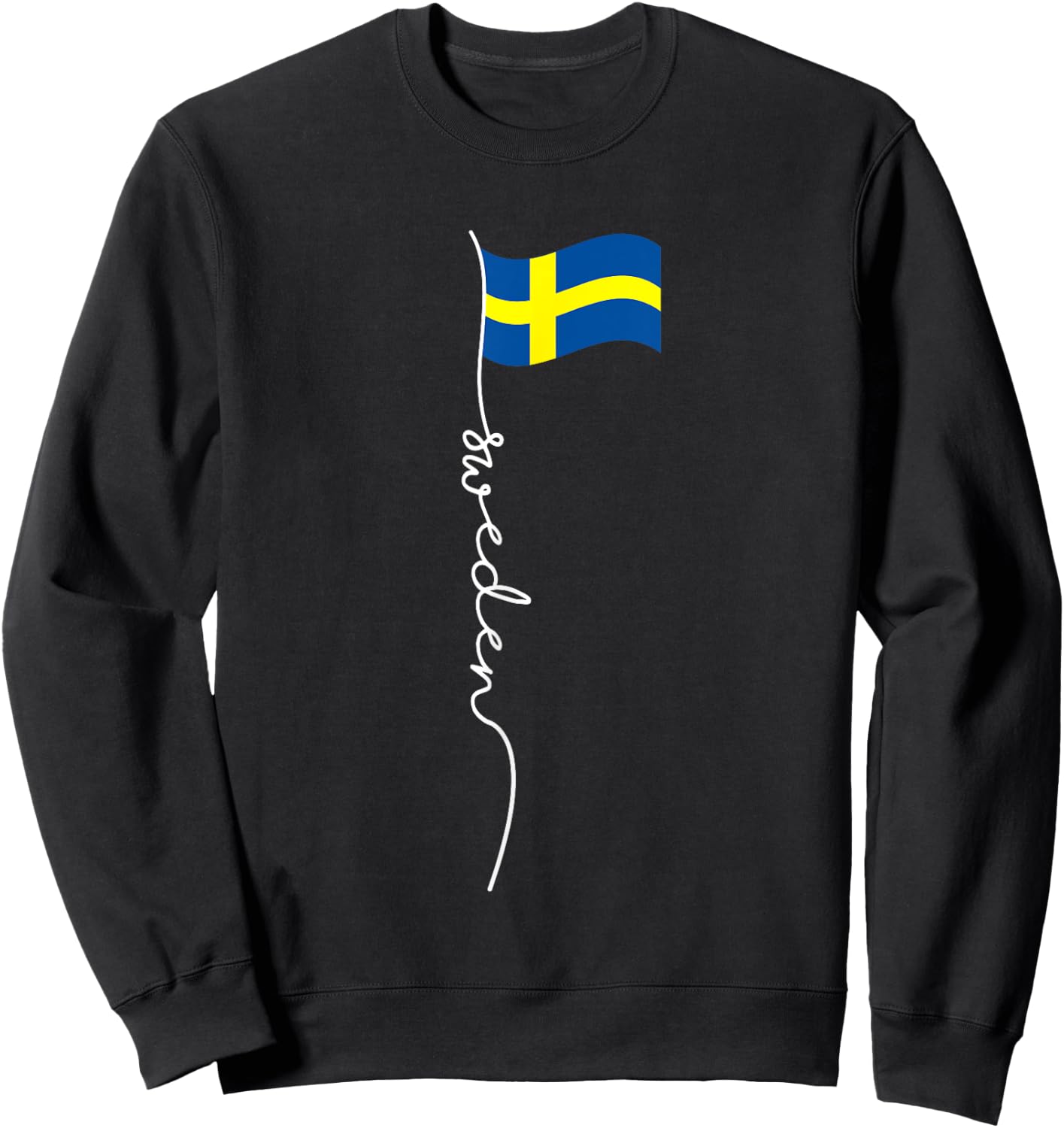 Sweden Signature Flag Pole - Elegant Patriotic Swedish Flag Sweatshirt - Sweatshirt | Black