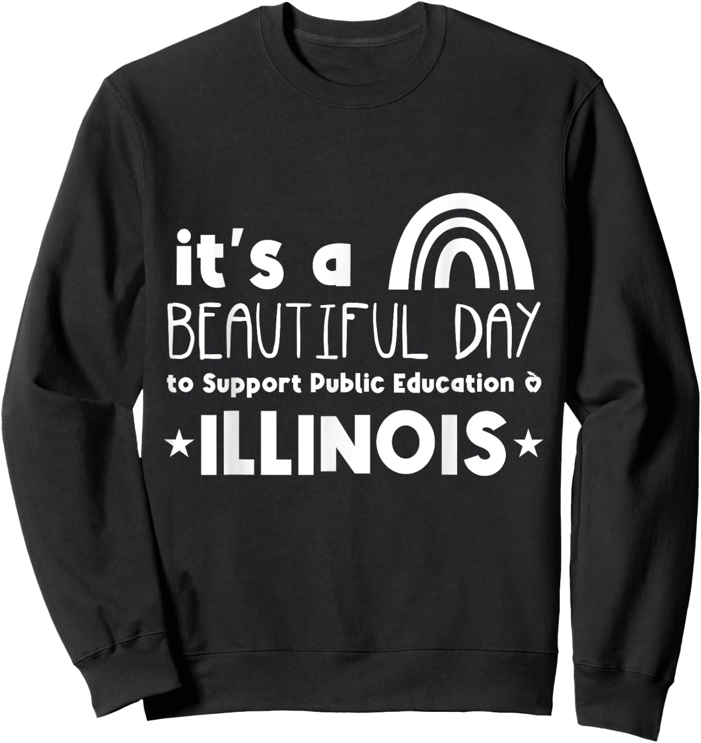 Support Public Education Teacher Red for Ed Illinois Men Women Kids Sweatshirt - Sweatshirt | Black