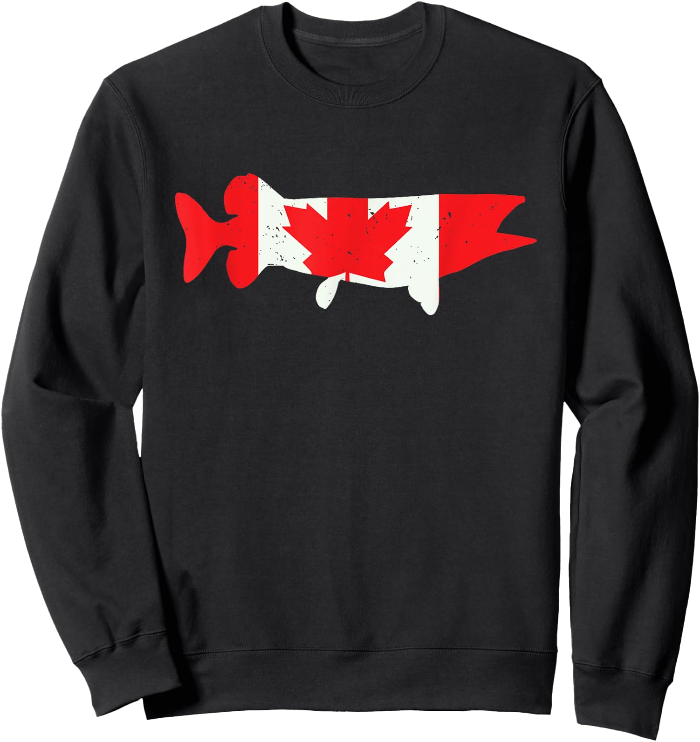 Canada Flag Musky Fishing | Vintage Muskie Fish Cool Gifts Sweatshirt - Sweatshirt | Black