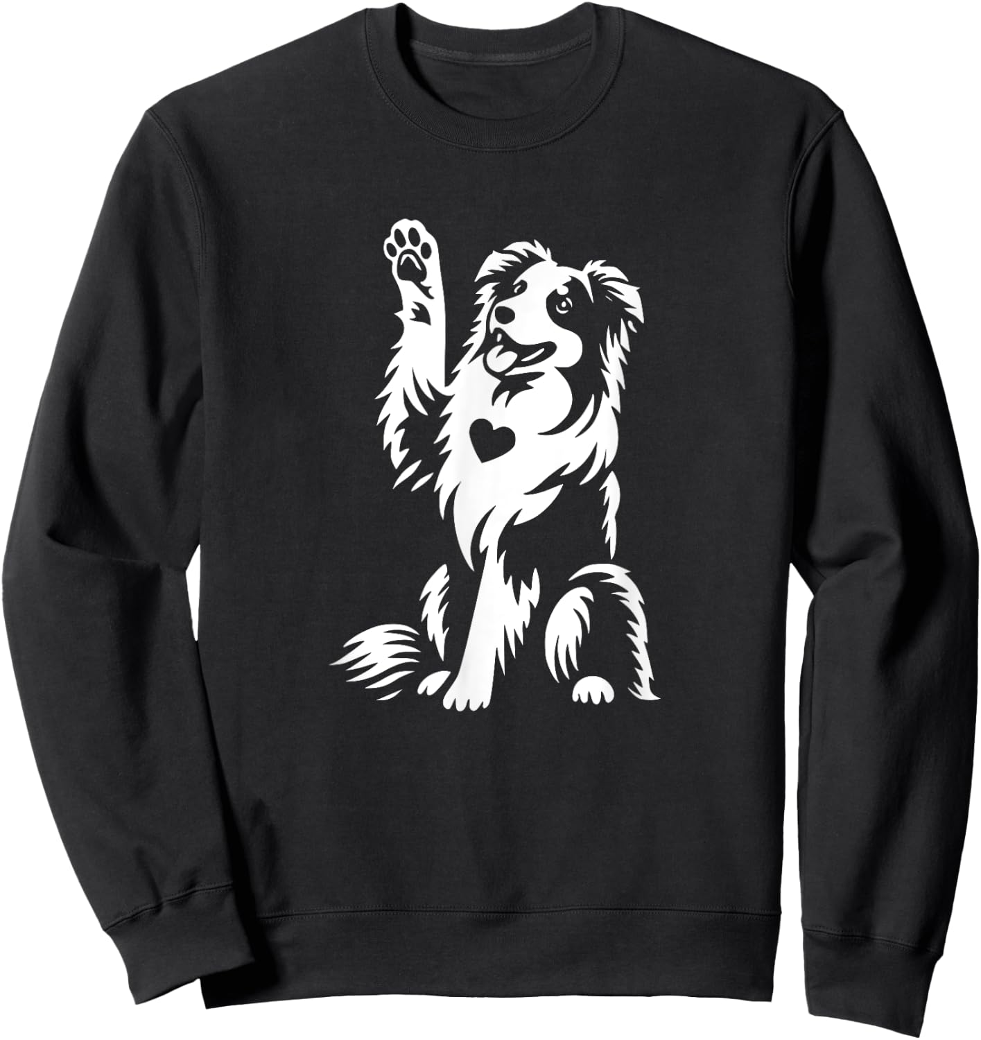 Cute Australian Shepherd Aussie Dog Heart Graphic Design Sweatshirt - Sweatshirt | Black