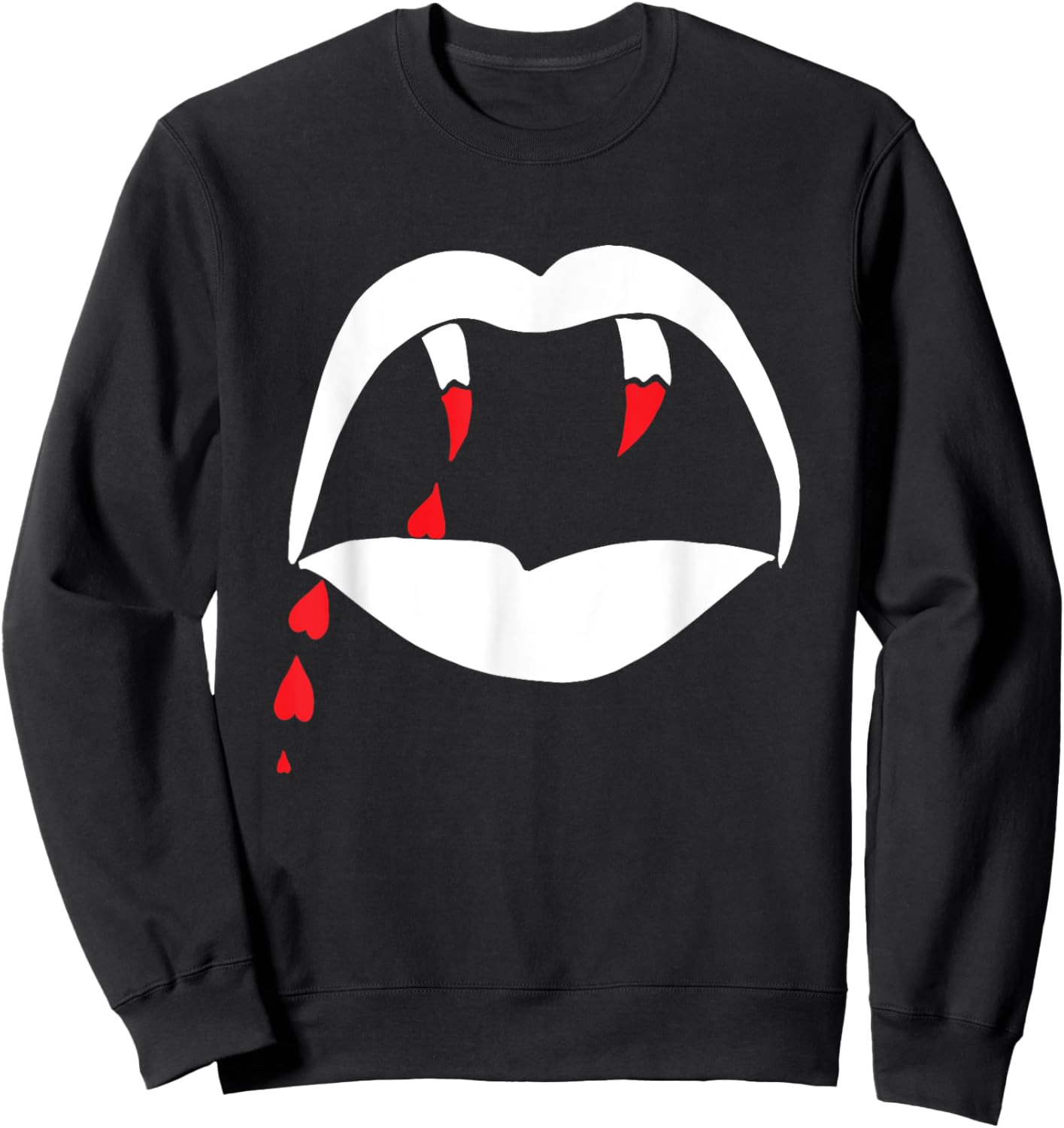 Vampire Lips & Teeth with Love Blood Sweatshirt - Sweatshirt | Black