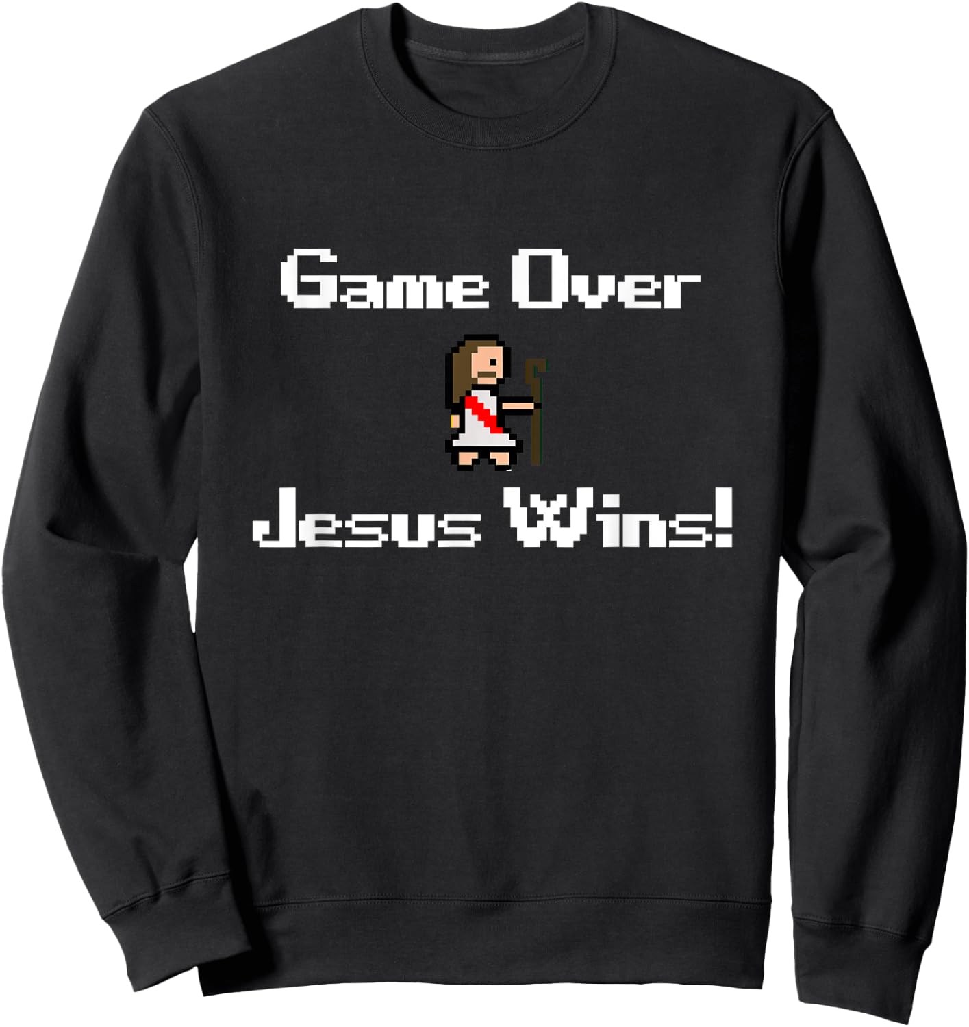Funny Christian Game over Jesus wins, gaming, faith, bible Sweatshirt - Sweatshirt | Black