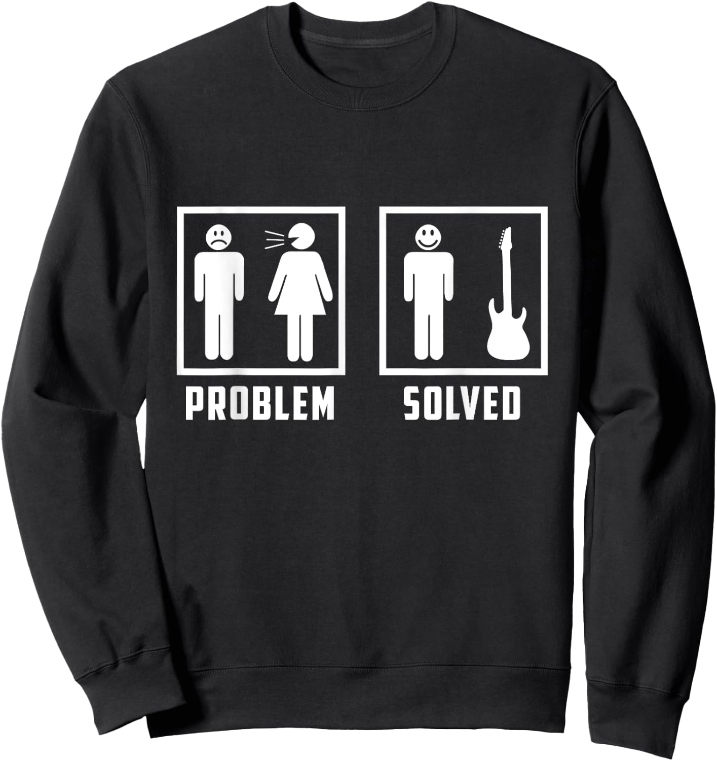 Problem Was Solved Funny Bassist Life Bass Guitar Lover Sweatshirt - Sweatshirt | Black