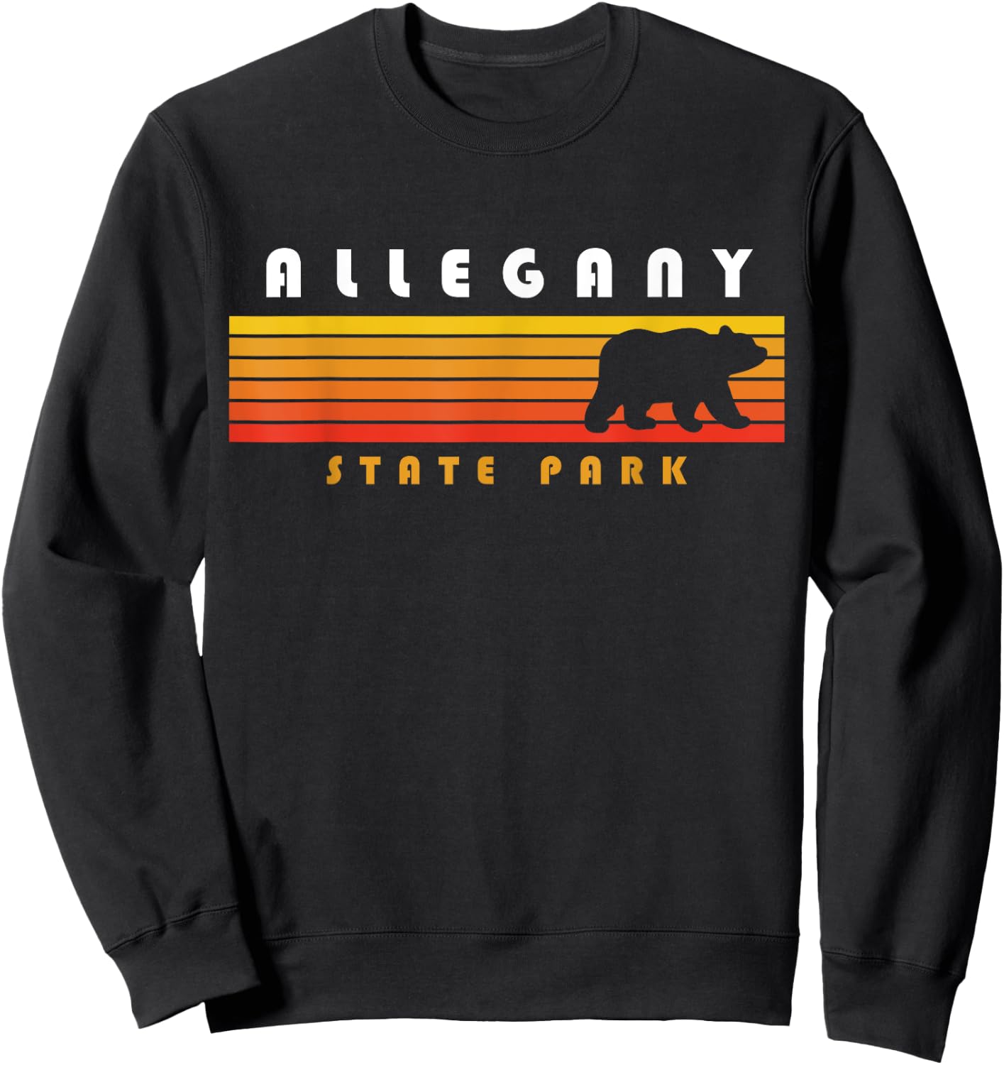 Allegany State Park Camping New York Bear Retro Sweatshirt - Sweatshirt | Black