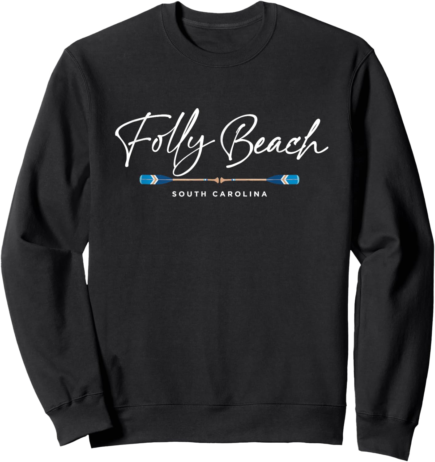 Folly Beach South Carolina SC Oars Graphic Women Kids Sweatshirt - Sweatshirt | Black