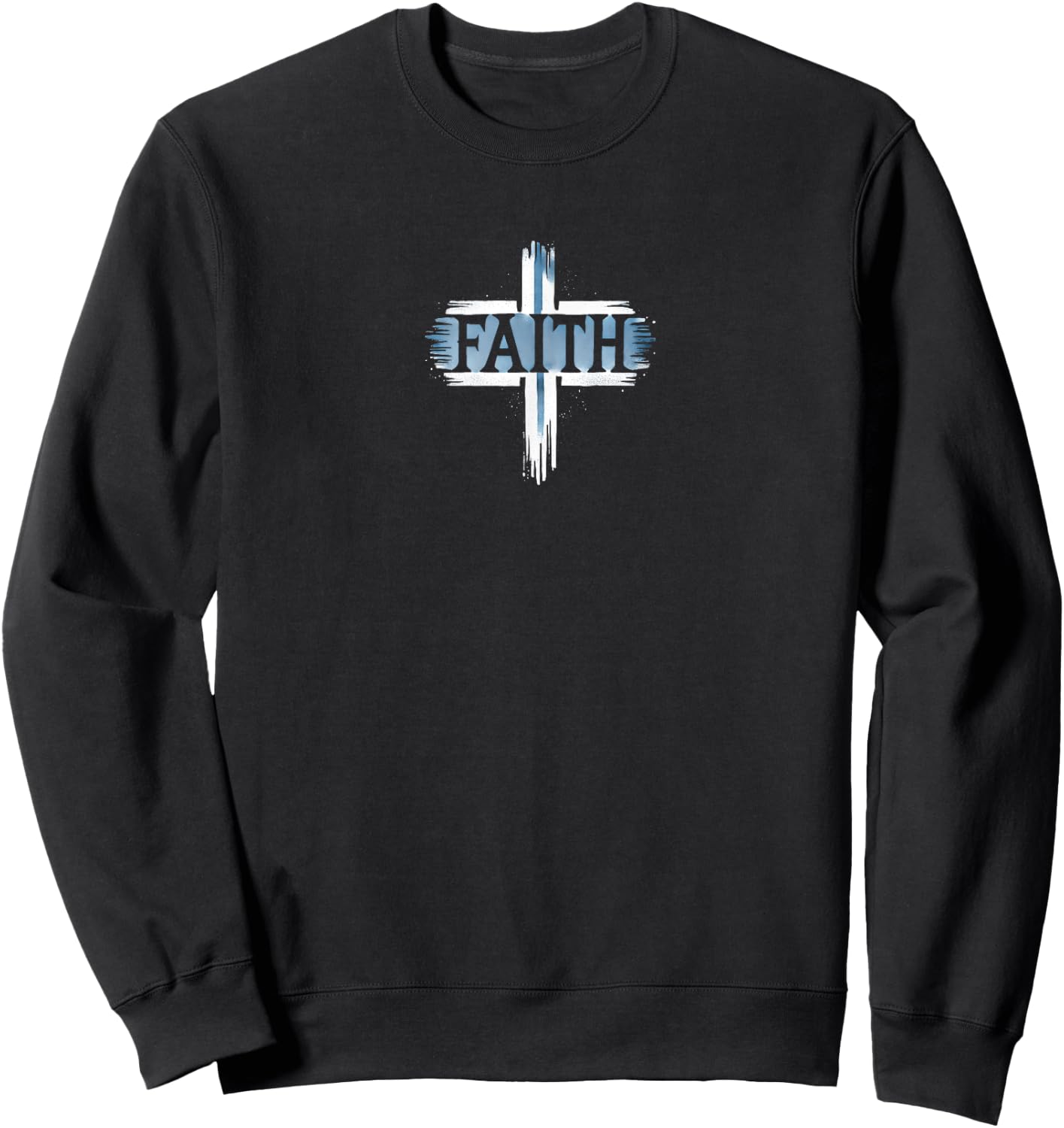 Faith Cross Minimalist Jesus Believe Religious Christian Sweatshirt - Sweatshirt | Black