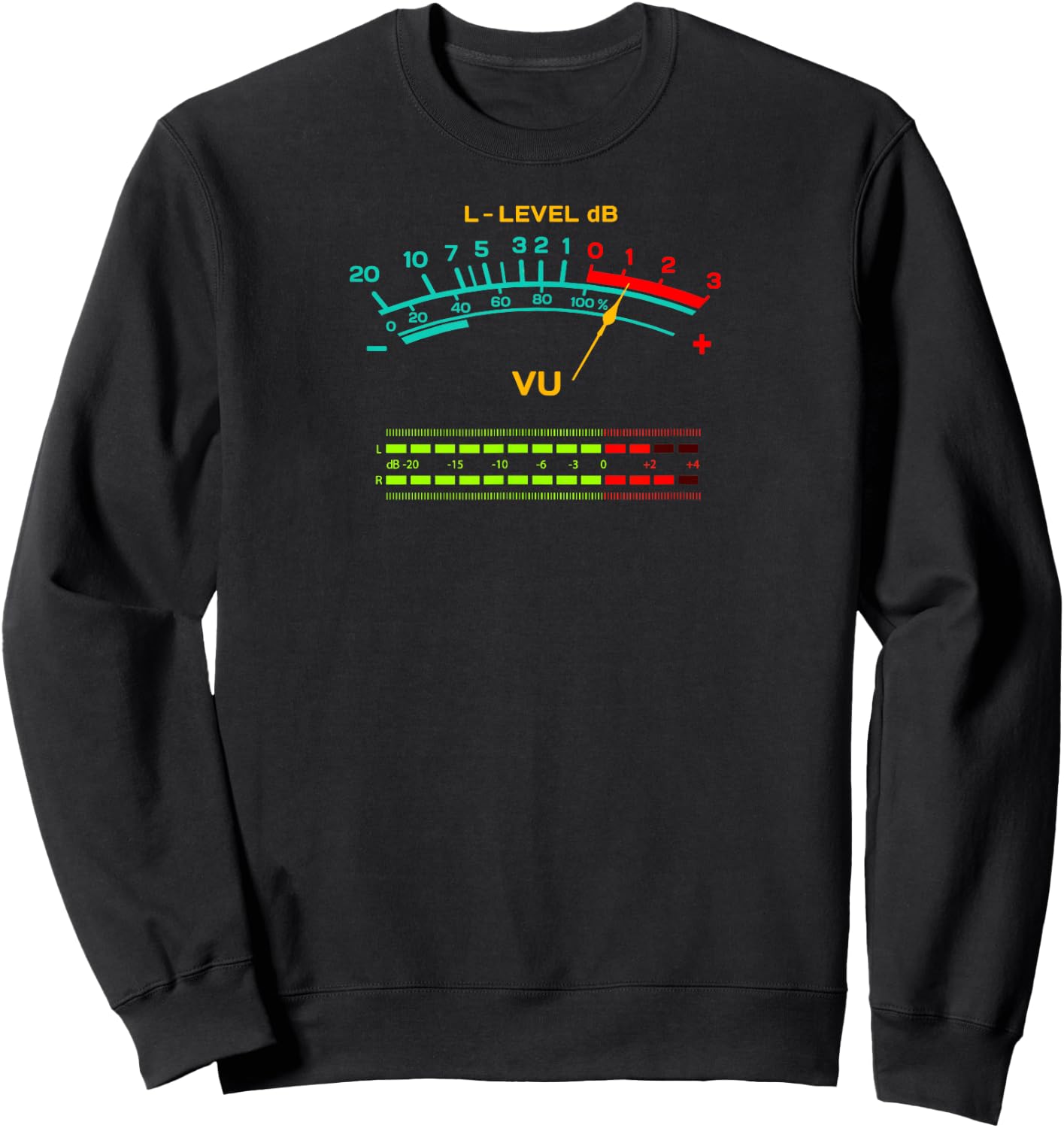 Retro VU Meter Vintage Hi-Fi Audio Stereo Music Sound Sweatshirt - Sweatshirt | Black
