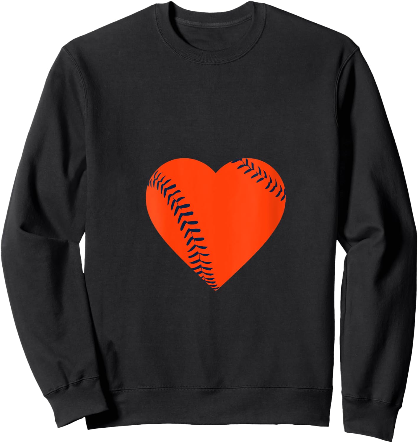 Orange Navy Blue Baseball Heart V-Neck Sweatshirt - Sweatshirt | Black