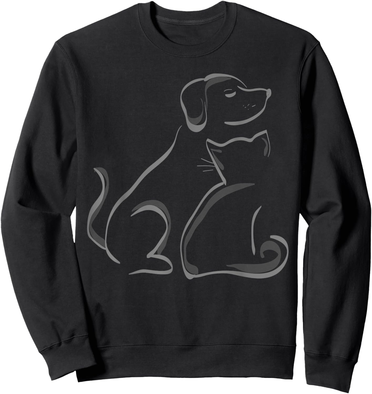 A cat and a dog silhoutte friendship Sweatshirt - Sweatshirt | Black