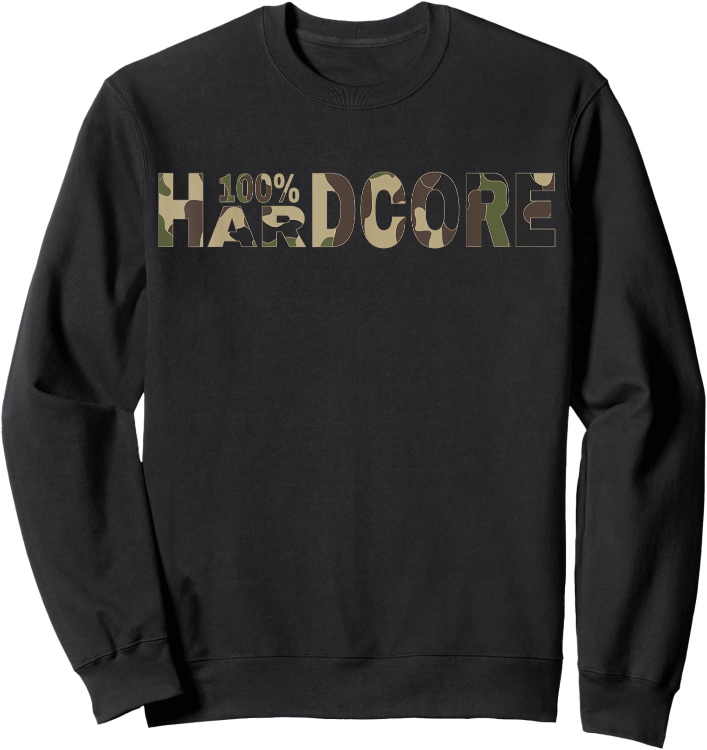100% Hardcore Camouflage Design for Festivals , Black, S Sweatshirt - Sweatshirt | Black