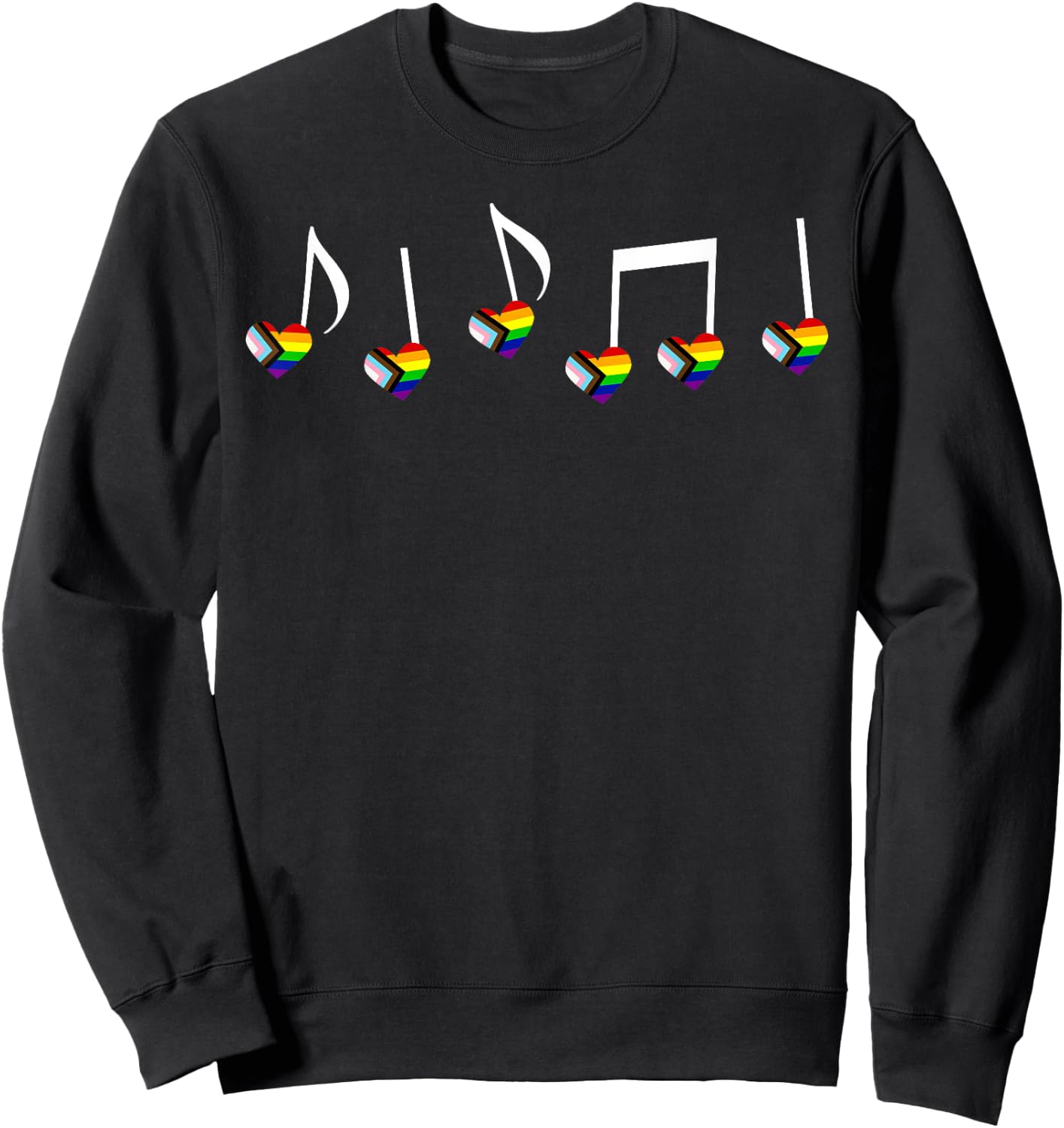 LGBT Gay Pride Rainbow Pride Flag Heart Music Notes Musician Sweatshirt - Sweatshirt | Black