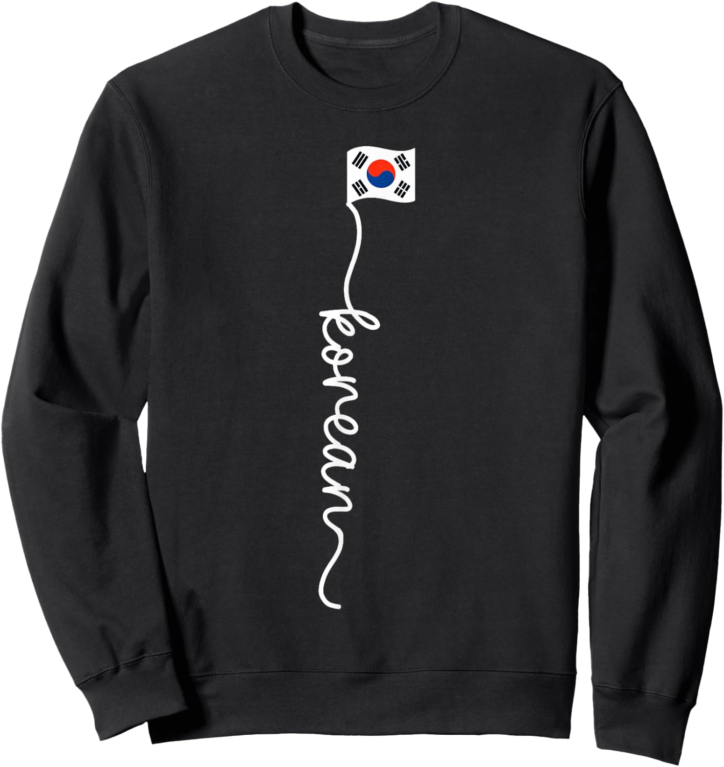 Phrase coréenne Hangul Lettres Drapeau Corée du Sud Signature Sweatshirt - Sweatshirt | Black