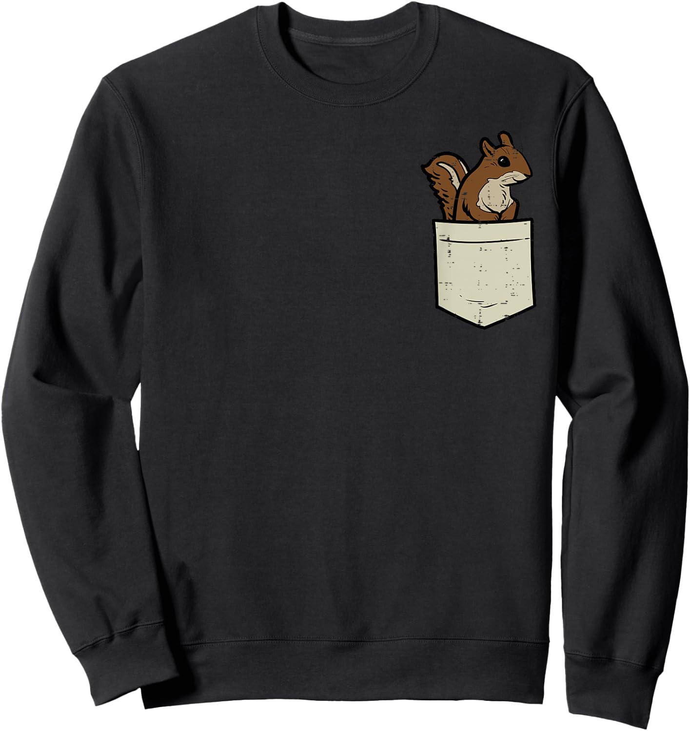 Squirrel Pocket Cute Chipmunk Rodent Women Girls Kids Men Sweatshirt - Sweatshirt | Black