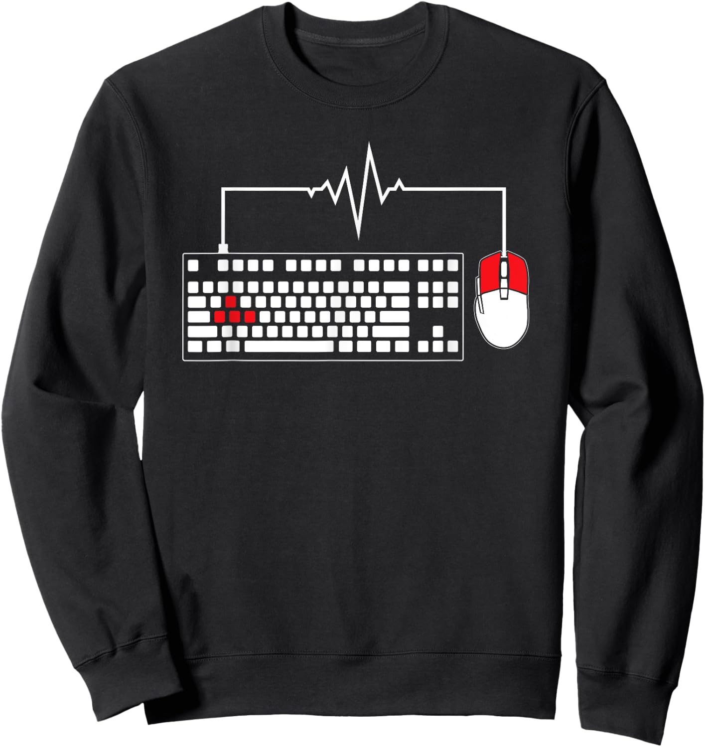 Gaming PC Keyboard Mouse Christmas Gift Gamer Heartbeat Sweatshirt - Sweatshirt | Black