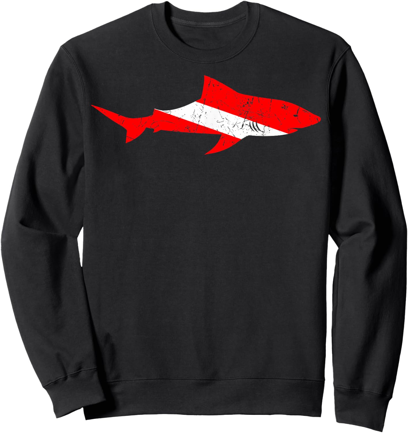 Shark Scuba Diving Diver Down Flag Underwater Dive Deep-Sea Sweatshirt - Sweatshirt | Black