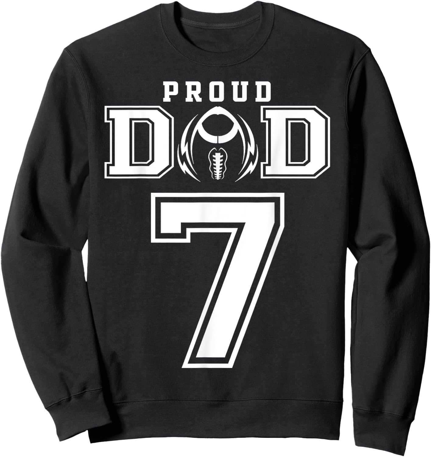 Custom Proud Football Dad Number 7 Personalized Sweatshirt - Sweatshirt | Black