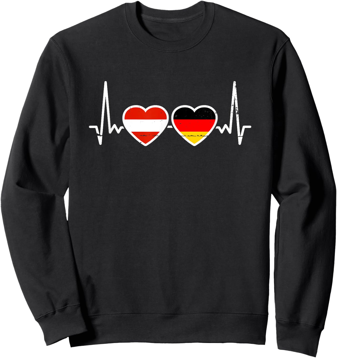 Österreich Deutschland Herzschlag Flagge Österreicher Sweatshirt - Sweatshirt | Black