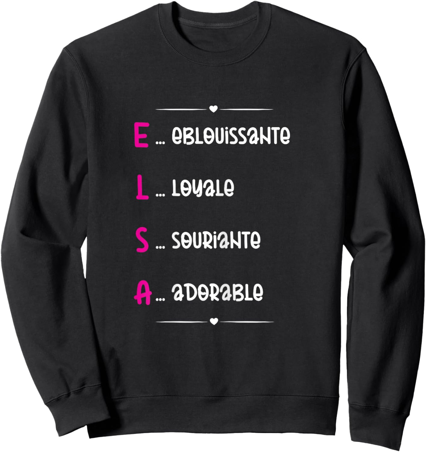 Elsa Prenom Personnalisé Femme Cadeau Prenom Elsa Girls' , Black, Female X-Small Sweatshirt - Sweatshirt | Black