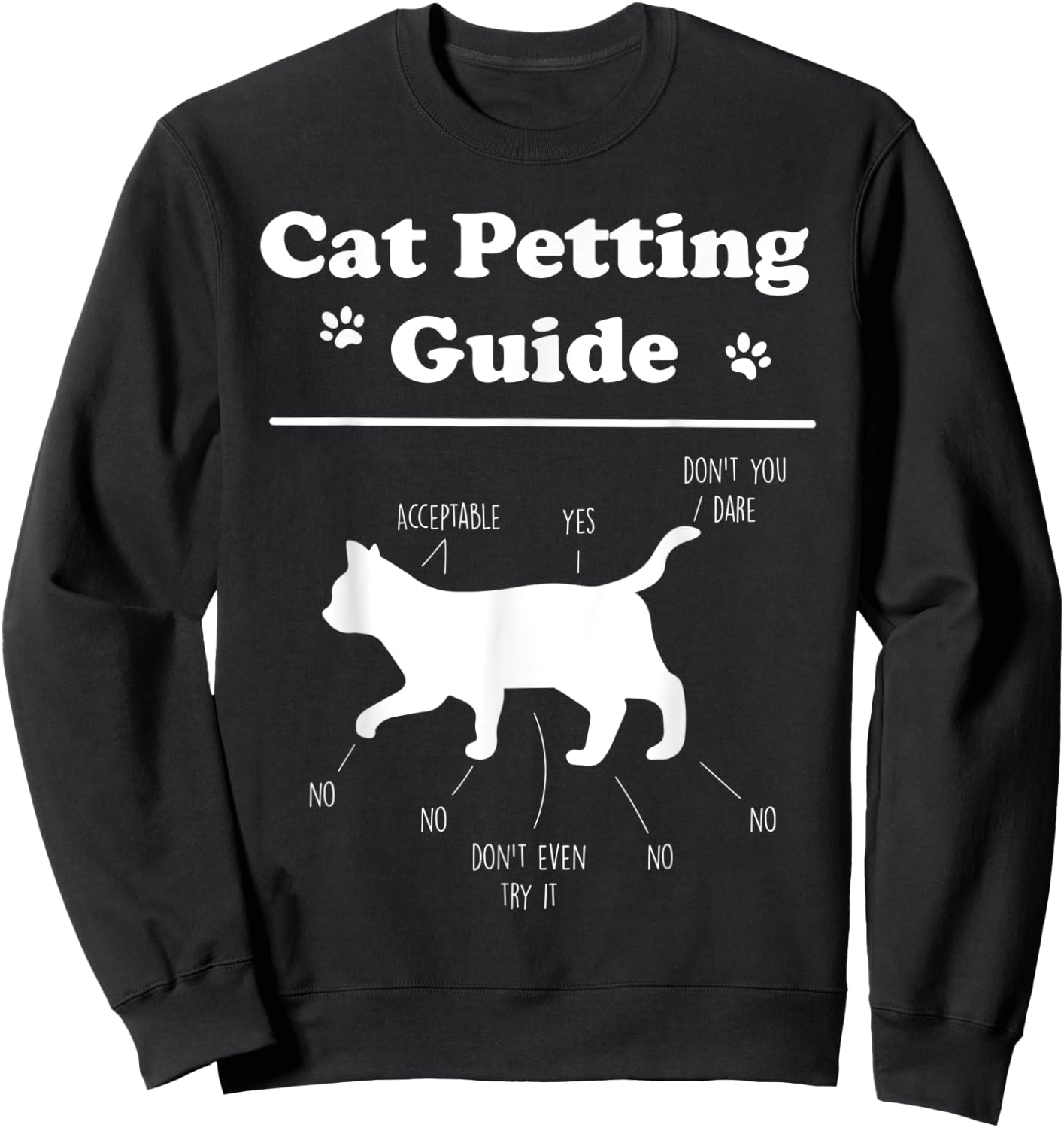 Cat Petting Guide Funny Cat Owner Pet Kitten Petting Guide Men Women Kids Sweatshirt - Sweatshirt | Black