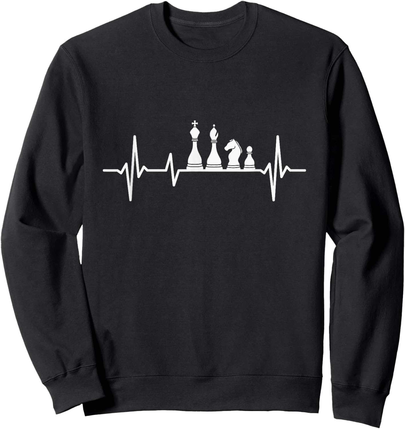 Chess Pieces Heartbeat Chess , black Sweatshirt - Sweatshirt | Black