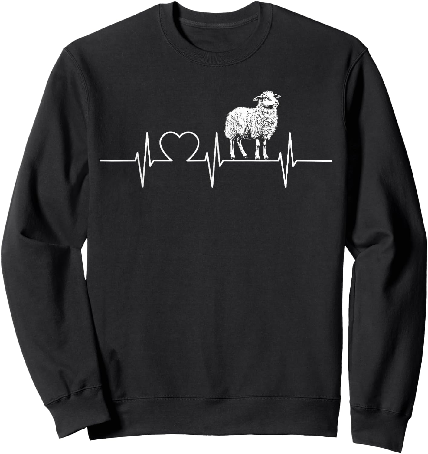 Sheep Heartbeat Sheep Sheep , black Sweatshirt - Sweatshirt | Black