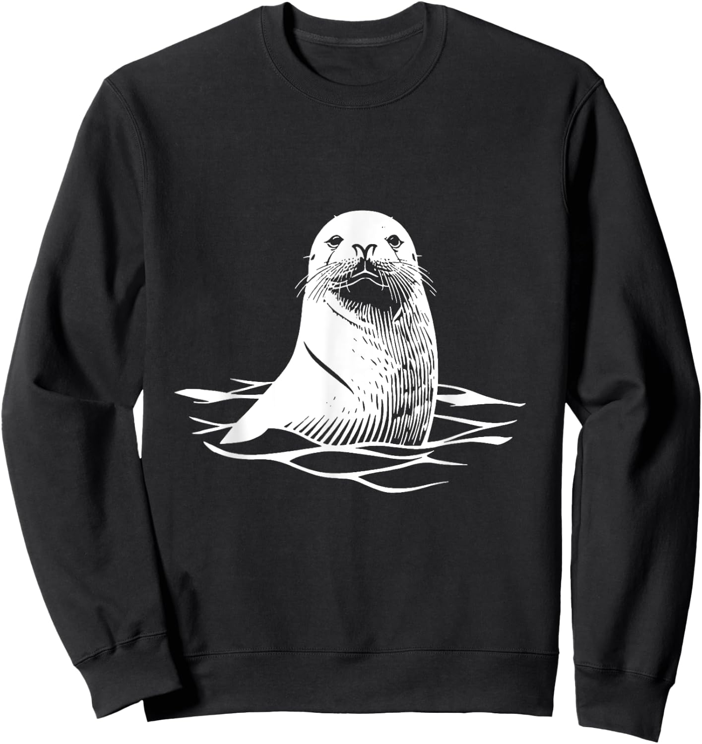 Cute Sea Lion Seal Animal Sea Ocean Seal , Black, S Sweatshirt - Sweatshirt | Black