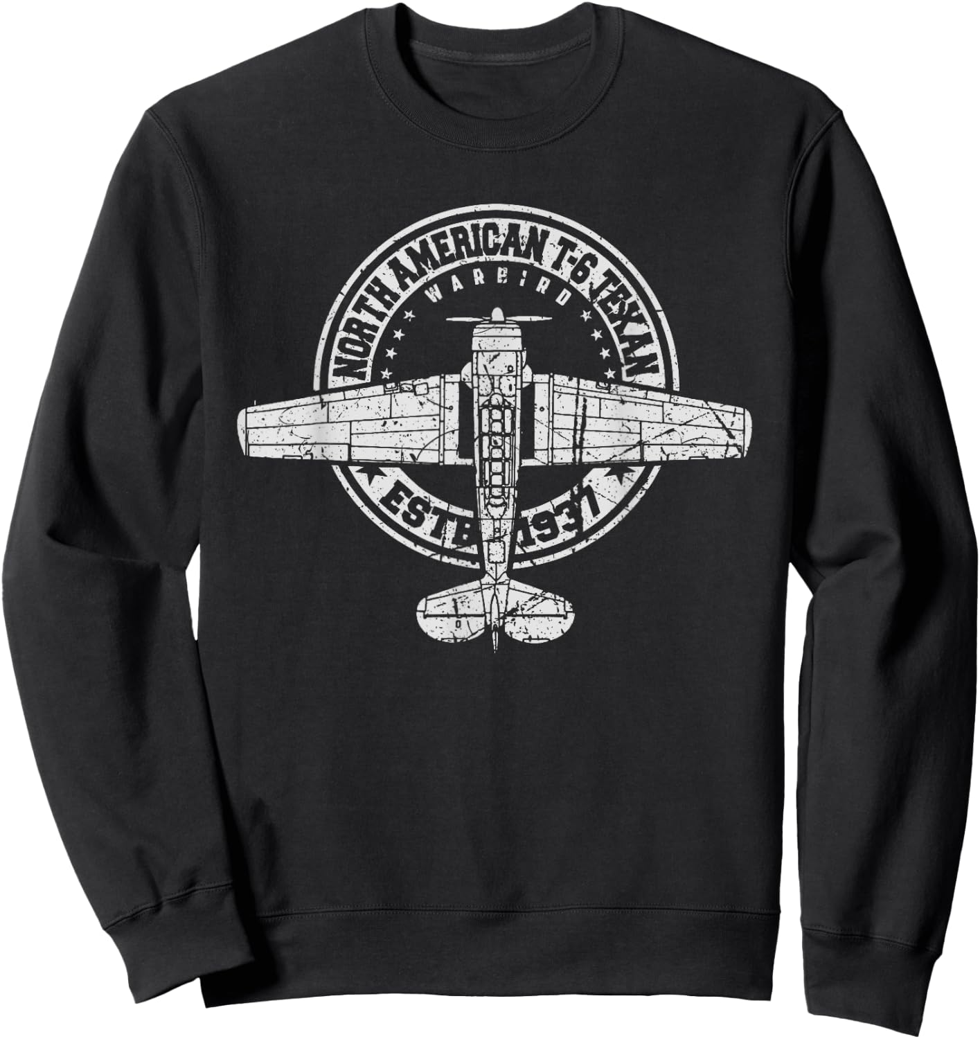 North American T-6 Texan Warbird Vintage Aircraft Sweatshirt - Sweatshirt | Black
