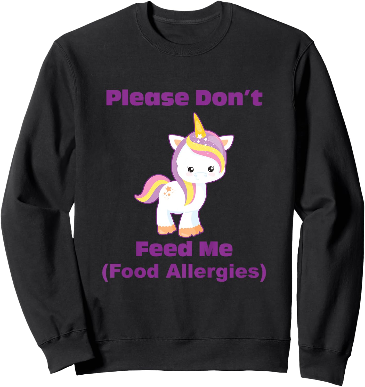 Food Allergy Toddler Kids with Cute Unicorn Sweatshirt - Sweatshirt | Black
