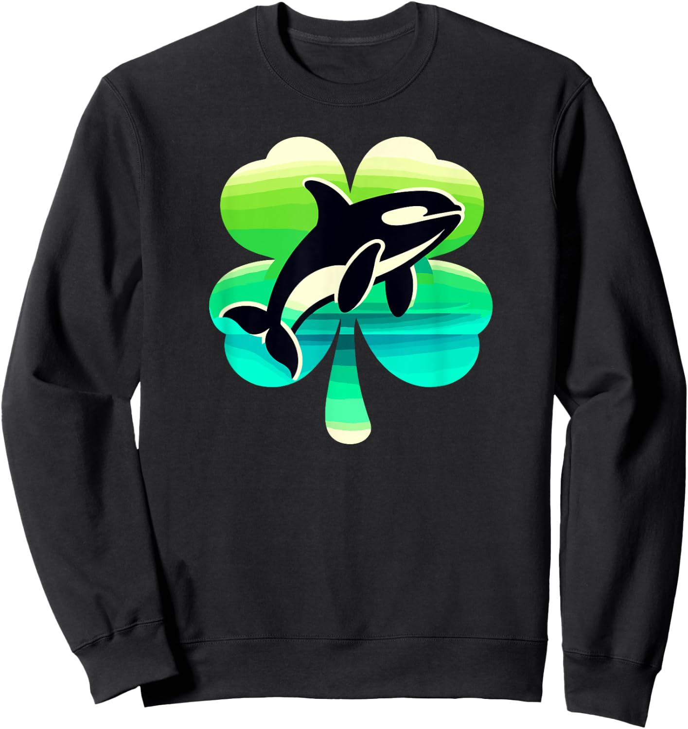 Cute Irish Orca Shamrock St Patrick's Day Green Killer Whale Sweatshirt - Sweatshirt | Black