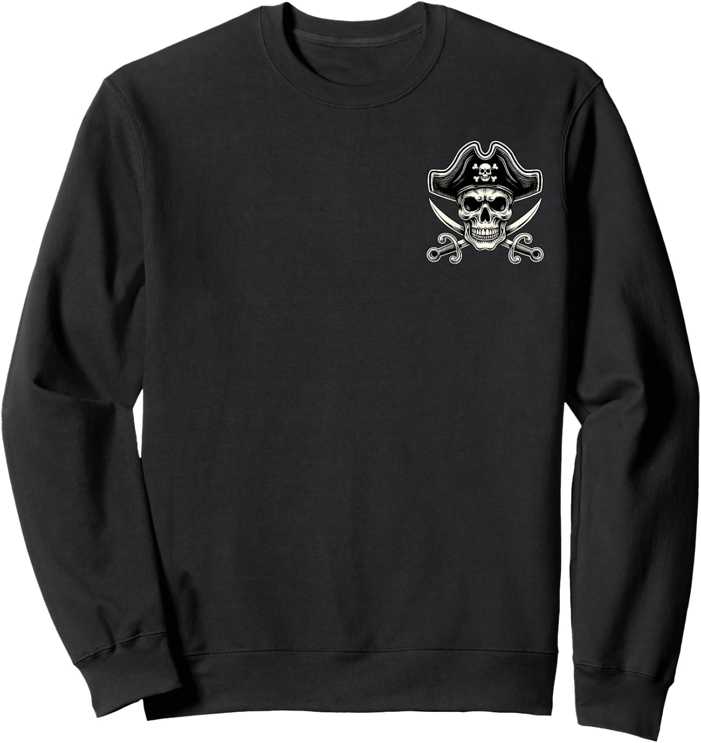 Pirate Skull Crossed Swords Bold Nautical Minimalist Sweatshirt - Sweatshirt | Black