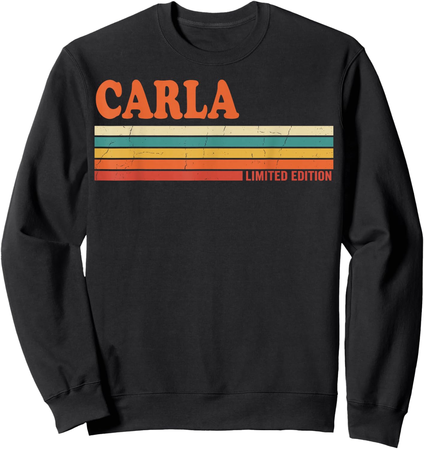 Carla Retro Personalisierte Vornamen Vintage Streifen Sweatshirt - Sweatshirt | Black