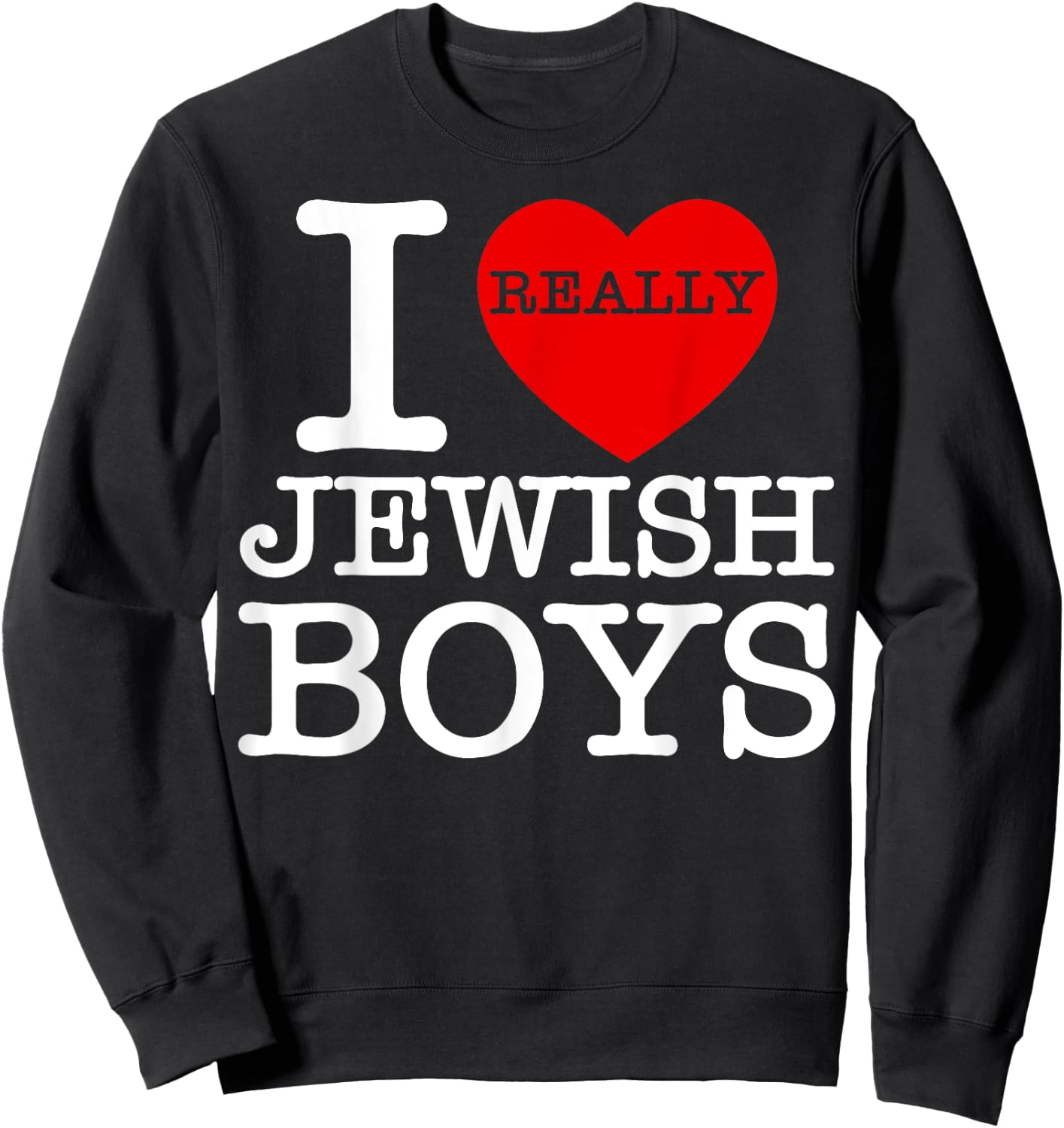 I Heart Love Jewish Boys Hebrew Judaica Red Valentines Day Sweatshirt - Sweatshirt | Black