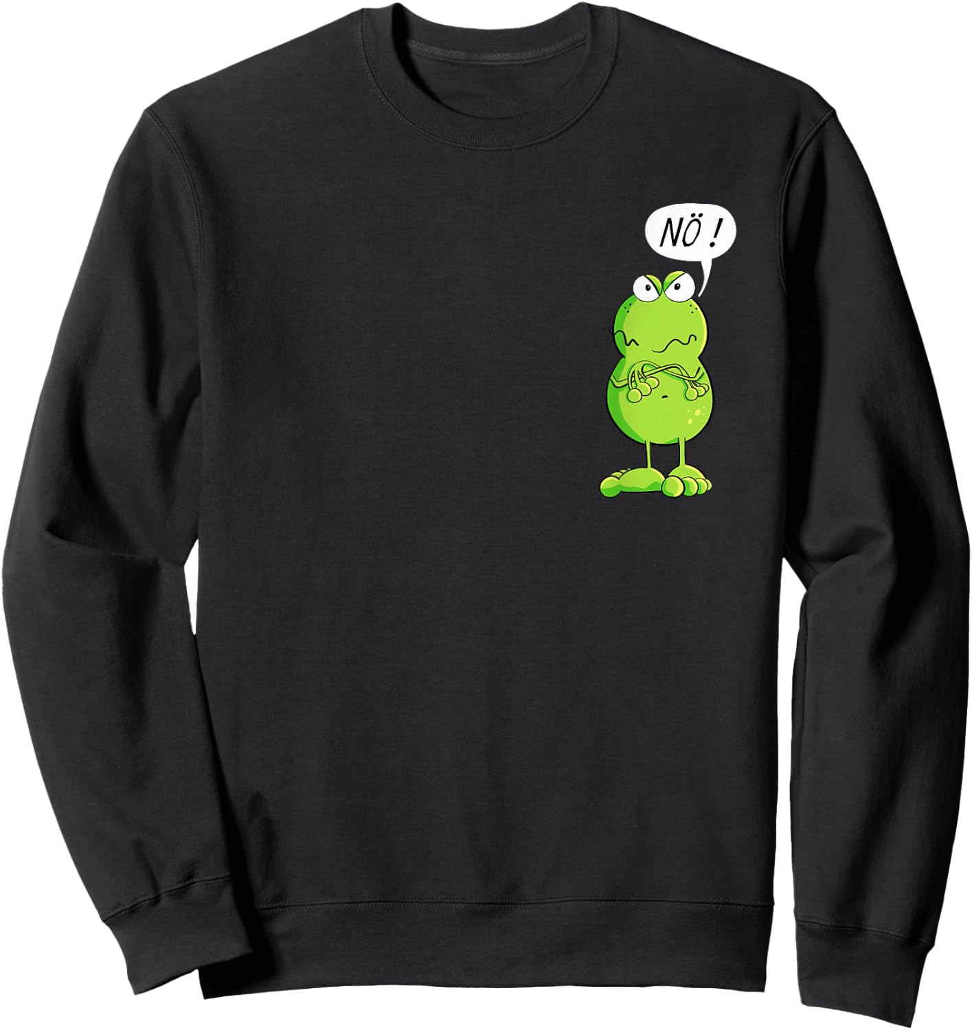 Statement with German Text "Frosch I Nö Fun Design I Nein Comic" Sweatshirt - Sweatshirt | Black