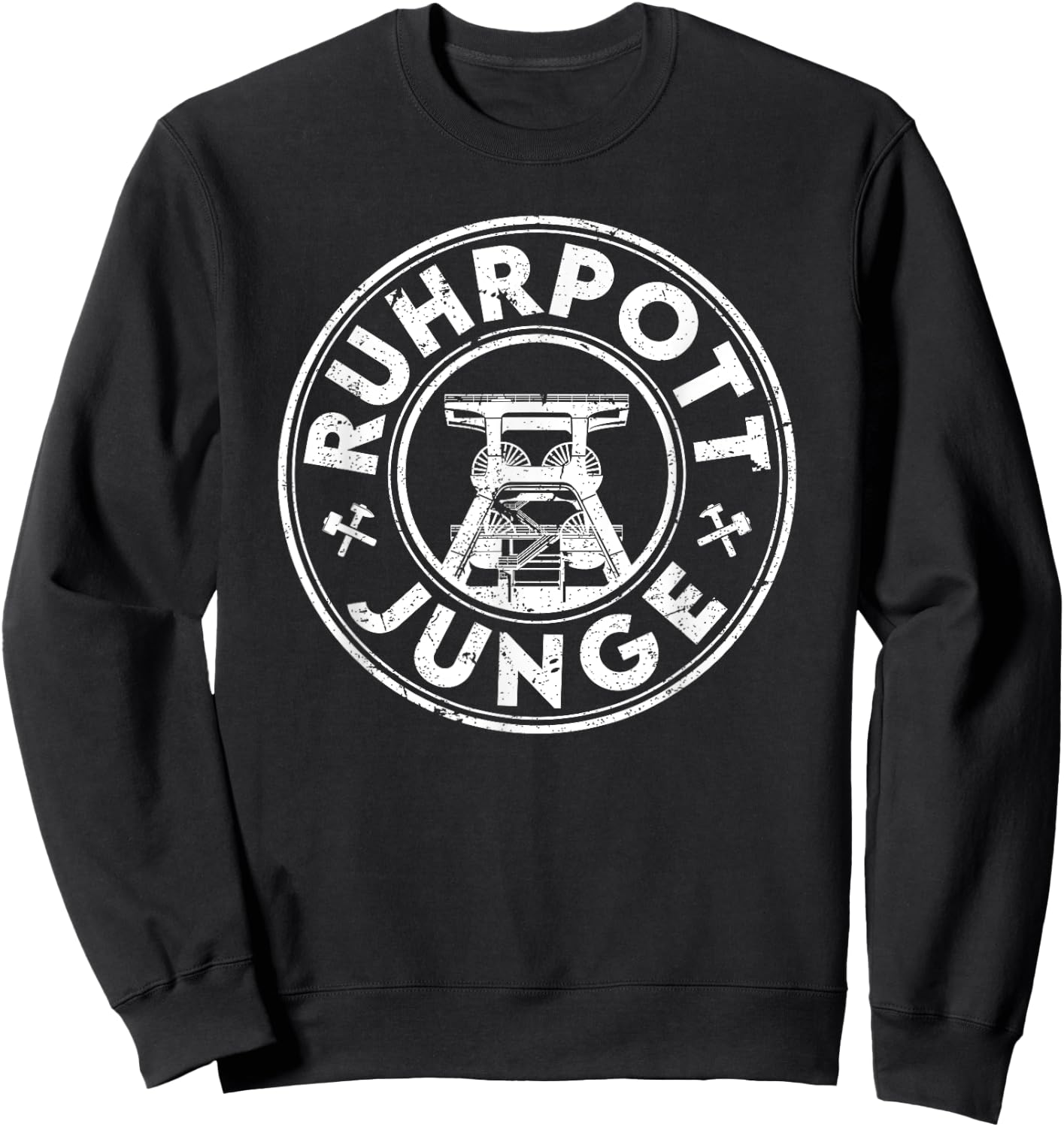 Ruhrpott Junge Heimat Liebe Bergbau Zeche Glück Auf , black Sweatshirt - Sweatshirt | Black