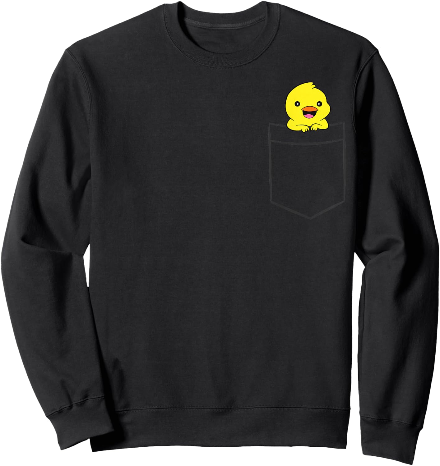 Duck In A Pocket Cute Pocket Duck Sweatshirt - Sweatshirt | Black