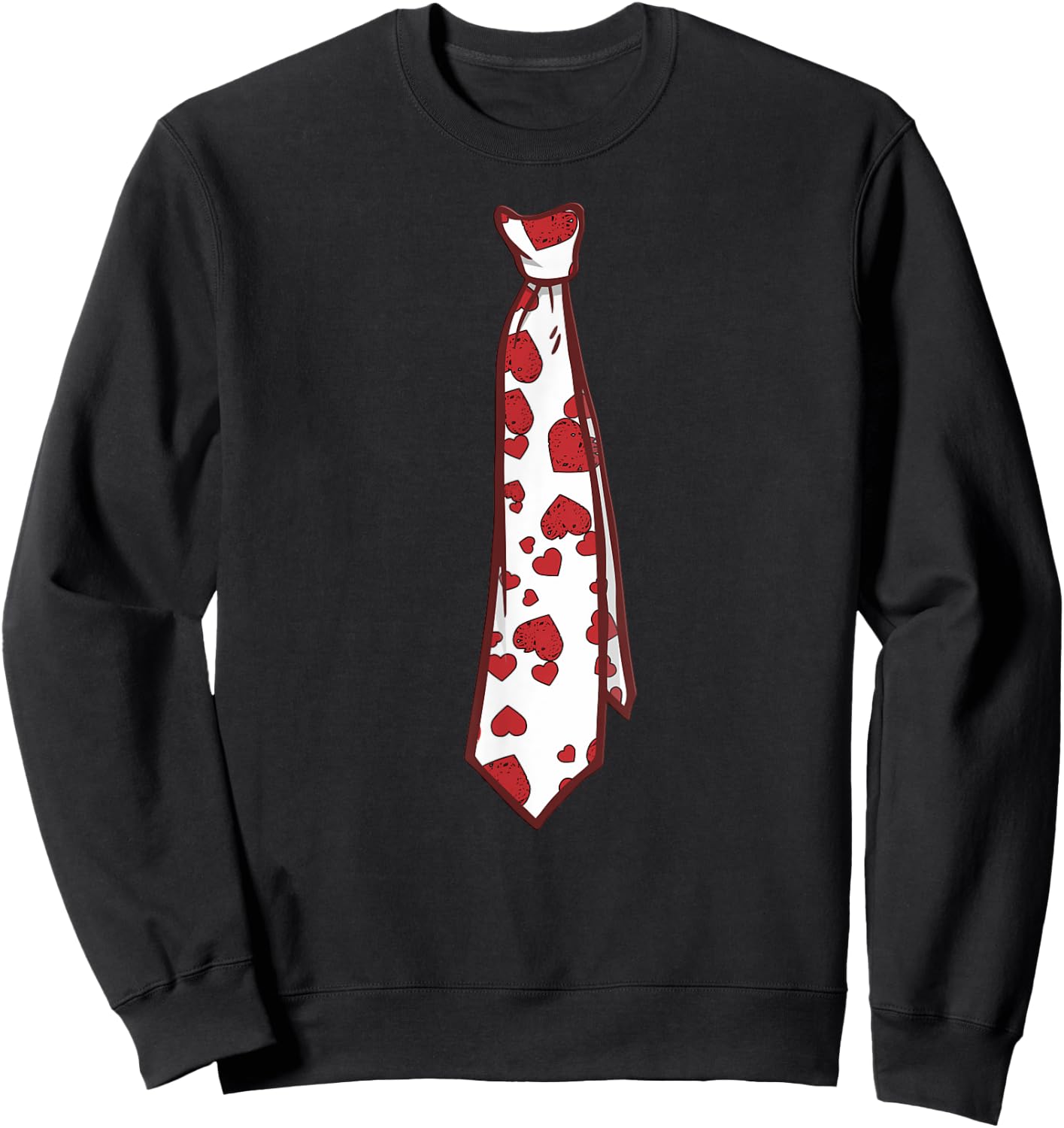 Valentine's Day Motif Tie with Hearts , black Sweatshirt - Sweatshirt | Black