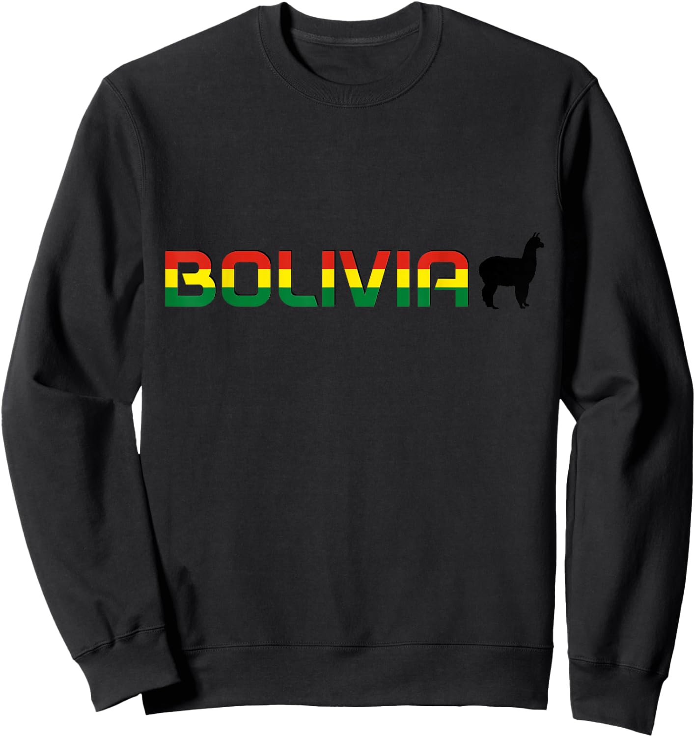 Bolivia Llama Alpaca Bolivian Flag Souvenir Pride Vintage Sweatshirt - Sweatshirt | Black
