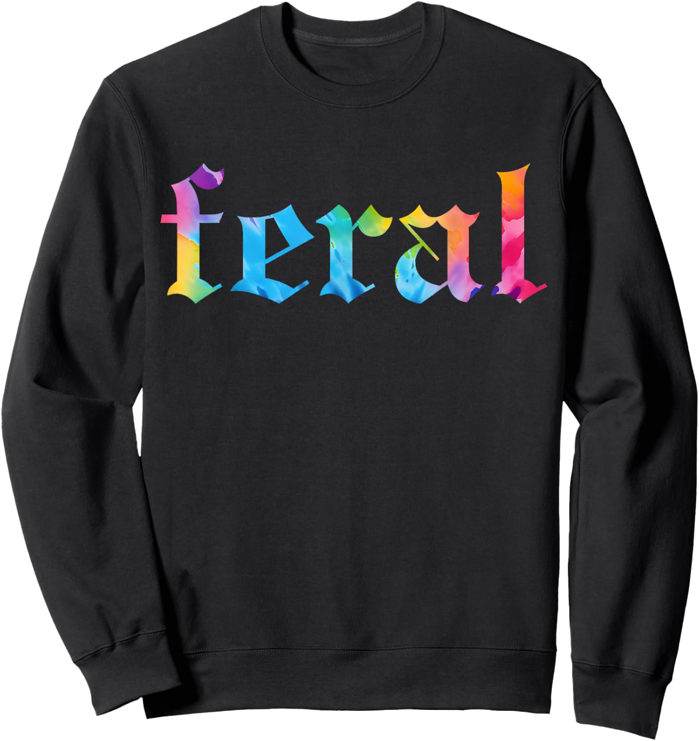 Feral Summer Girl Tie Dye - Women's Gothic Blackletter Font Tie-Dye - Small - Black - Short Sleeve Sweatshirt - Sweatshirt | Black