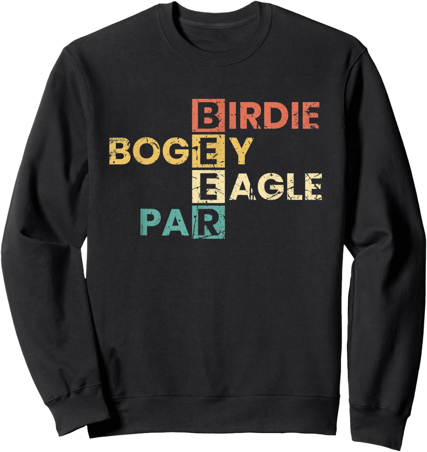 Birdie Bogey Eagle Par Beer Funny Golf Player Golfer Vintage Sweatshirt - Sweatshirt | Black