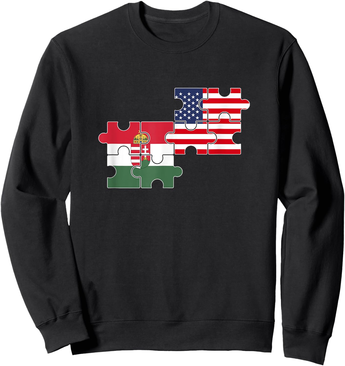Hungary USA Flag American Hungarian Women Kids Men Sweatshirt - Sweatshirt | Black